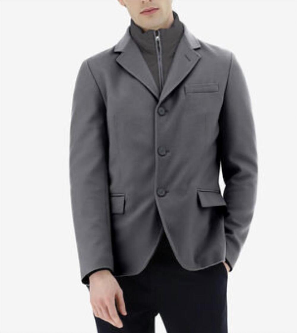 NEW HERNO men's cashmere & nylon ultralight blazer in dark grey